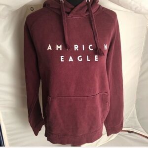 American Eagle burgundy logo hoodie pocket sweatshirt